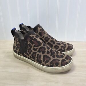 Rothy's The Chelsea Boots Wildcat Knit Leopard Print Brown Cheetah Size 9